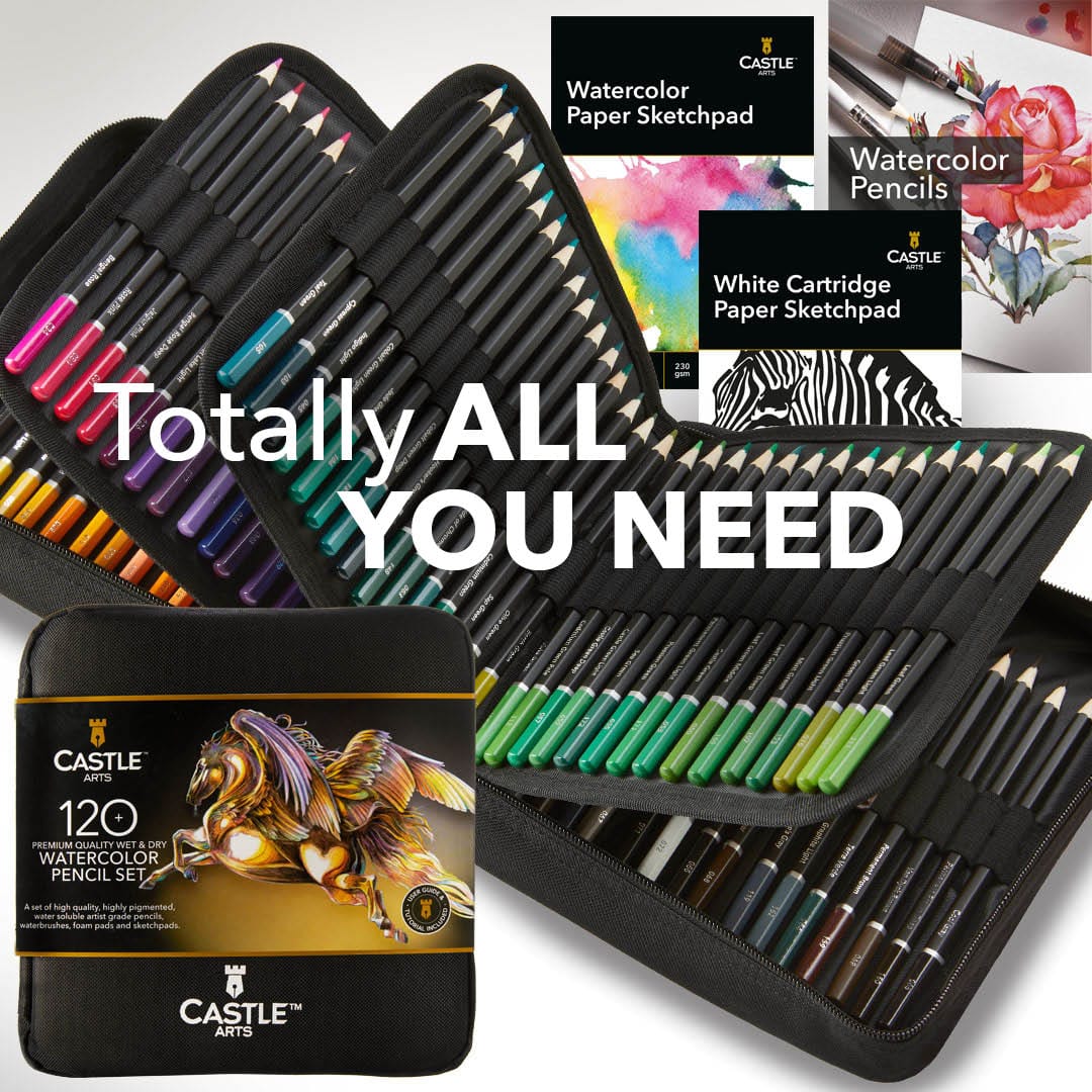 120 Piece Watercolor Pencil Set in Zip Up Case
