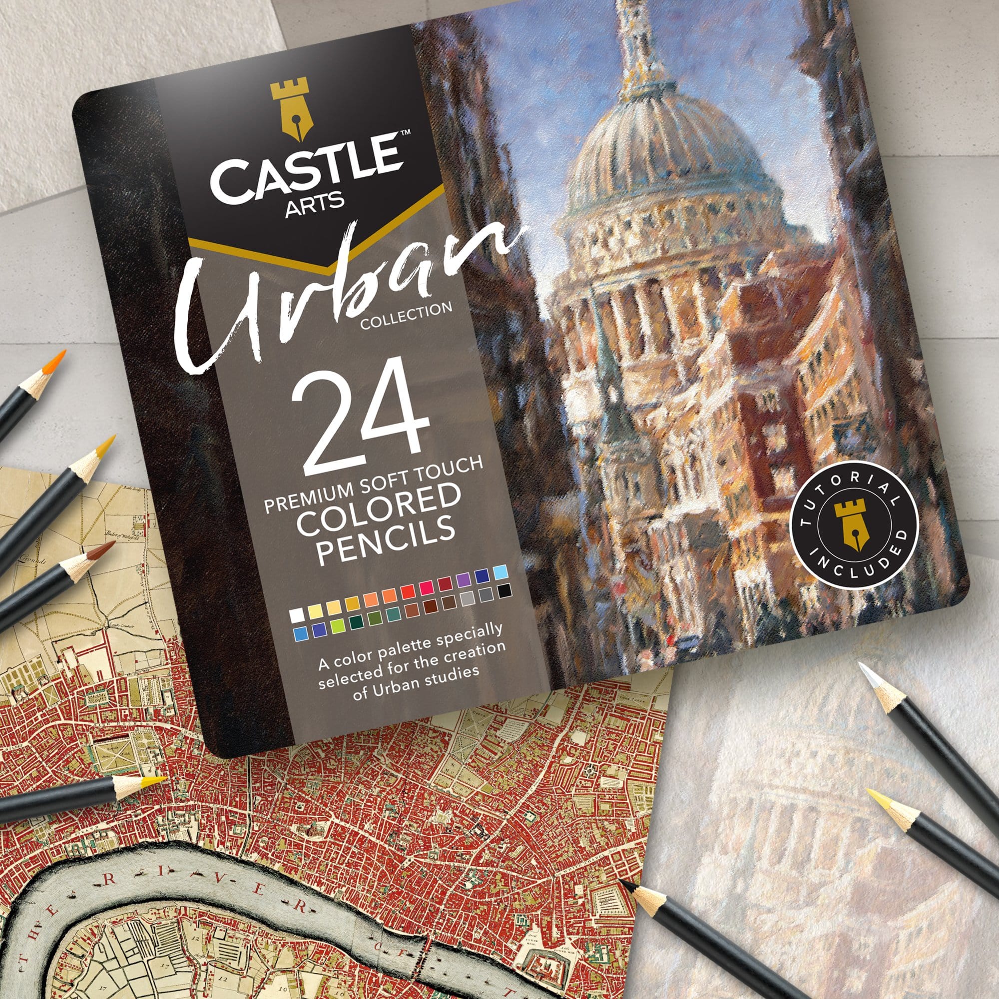 24 Piece Urban Colored Pencil Set in Display Tin